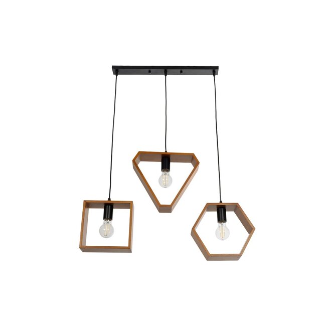 ELISE 999-0034 Μοντέρνο Κρεμαστό Φωτιστικό Οροφής με Ντουί 3 x E27 AC 220-240V IP20 - Καφέ & Μαύρο - Μ74 x Π9 x Υ40cm - 4