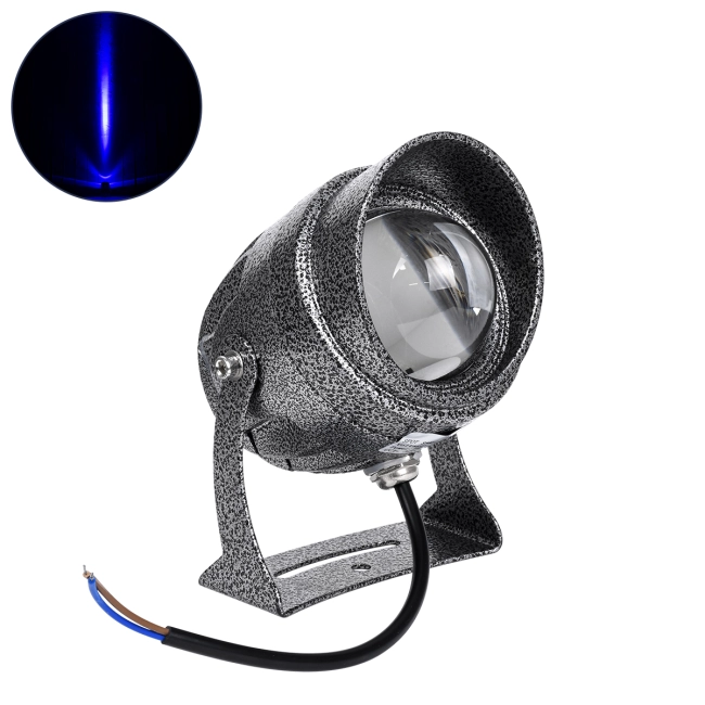 SPOTXENIA 90634 Σποτ Φωτισμου με Αντιθαμβωτική Γρίλια LED 16W 1360lm 3° DC 24V Αδιάβροχο IP65 Μπλε Dimmable - Bridgelux COB Chip - Σφυρήλατο Γκρι Ανθρακί - Μ9 x Π9 x Υ12cm - 3 Χρόνια Εγγύηση - 12