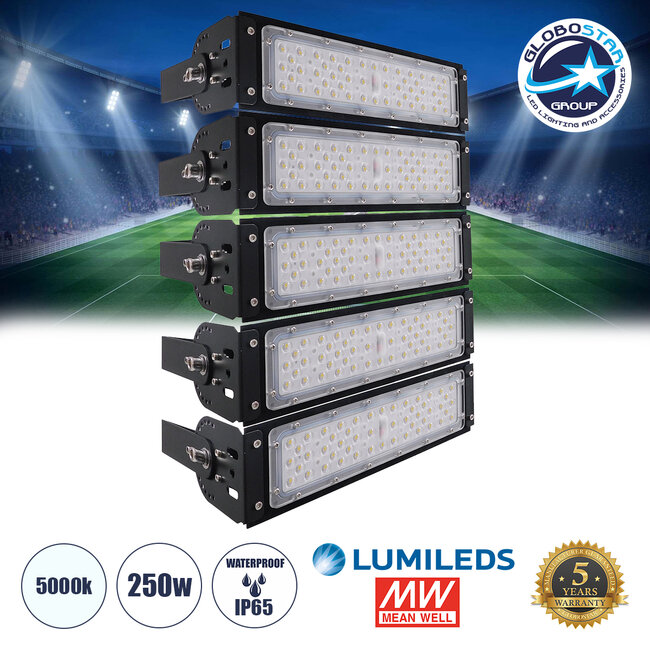 GOLIATH 90100-5 LED Προβολέας Γηπέδου - Φωτιστικό Tunnel 250W 40000LM 75°*135° AC 100-277V IP65 -  Ψυχρό Λευκό 5000K - MeanWell Driver & LumiLEDs Chip - 5 Years Warranty