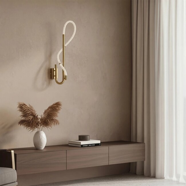 kelvo® GLOW KLV-101-0148-V2 Φωτιστικό Τοίχου / Απλίκα LED 18W 1800lm 360° AC 220-240V IP20 Ρυθμιζόμενο Λευκό CCT με On/Off 2700K/4500K/6000K - Lumileds SMD Chip - Χρυσό Πλατίνα - Μ65 x Π30 x Υ30cm - 3 Χρόνια Εγγύηση - 2