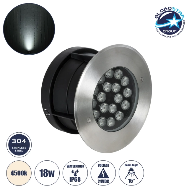 UNDERGROUND-SINA 90572 Χωνευτό Φωτιστικό Σποτ Δαπέδου LED 18W 1710lm 15° DC 24V Αδιάβροχο IP68 Φ20 x Υ11cm Φυσικό Λευκό 4500K - Ανοξείδωτο Ατσάλι - 3 Χρόνια Εγγύηση UNDERGROUND-SINA 90572 Χωνευτό Φωτιστικό Σποτ Δαπέδου LED 18W 1710lm 15° DC 24V Αδιάβροχο IP68 Φ20 x Υ11cm Φυσικό Λευκό 4500K - Ανοξείδωτο Ατσάλι - 3 Χρόνια Εγγύηση