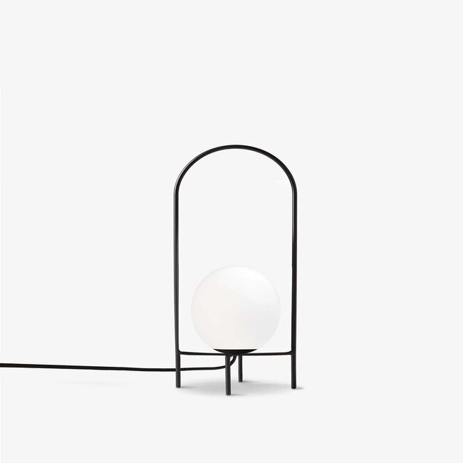 SPIDY 204-0139 Μοντέρνο Eπιτραπέζιο Φωτιστικό Μονόφωτο 1 x E27 IP20 Μαύρο Μέταλλο με Λευκό Γυαλί - Μ20 x Π20 x Υ37cm