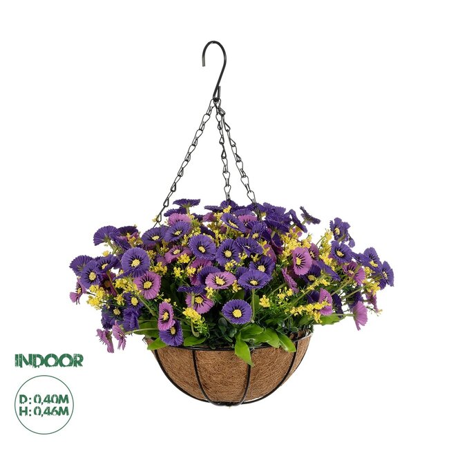 Artificial Garden GERBERA HANGING PLANT 20637 Τεχνητό Κρεμαστό Διακοσμητικό Φυτό Ζέρμπερας Μ40 x Π40 x Y46cm