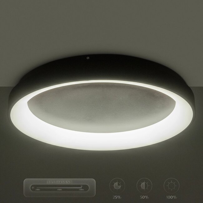 kelvo® SALEM KLV-101-0280 Φωτιστικό Οροφής LED 75W 7500lm 120° AC 220-240V IP20 Ρυθμιζόμενο Λευκό CCT με Χειριστήριο από 2700K έως 6000K Dimmable - Lumileds SMD Chip - Καφέ Ματ - Μ45 x Π45 x Υ8.5cm - 3 Χρόνια Εγγύηση - 13