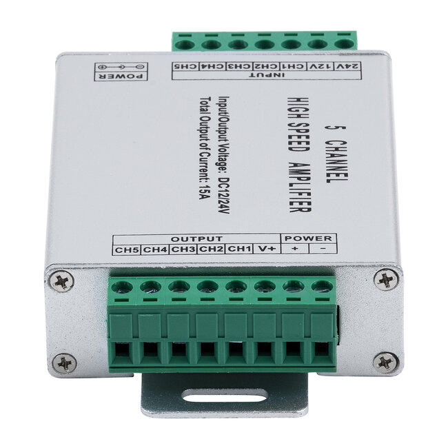 73395 High Speed LED Amplifier 5 Channels - Ενισχυτής Σήματος Υψηλών Ταχυτήτων LED 5 Καναλιών DC 12-24V RGBW+WW Max 360W Μ10.5 x Π6.3 x Υ2.3cm - 4