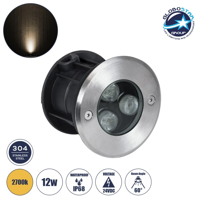 UNDERGROUND-FANI S-90979 Χωνευτό Φωτιστικό Σποτ Δαπέδου LED 12W 1080lm 60° DC 24V Αδιάβροχο IP68 Φ10 x Υ7.5cm Θερμό Λευκό 2700K - Ανοξείδωτο Ατσάλι UNDERGROUND-FANI S-90979 Χωνευτό Φωτιστικό Σποτ Δαπέδου LED 12W 1080lm 60° DC 24V Αδιάβροχο IP68 Φ10 x Υ7.5cm Θερμό Λευκό 2700K - Ανοξείδωτο Ατσάλι