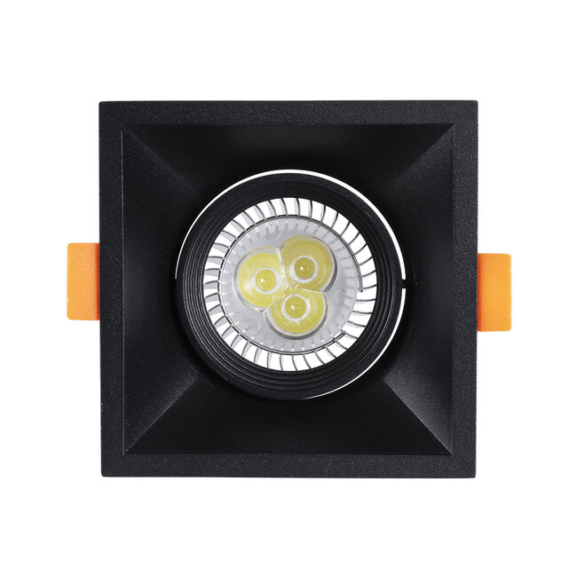 ALPHA 77833 Χωνευτό Κινούμενο Τετράγωνο Σποτ Οροφής για Λάμπα MR16/GU10 - IP20 - Χυτό Αλουμίνιο - Μ9 x Π9 x Υ4.5cm - Μαύρο - 5 Χρόνια Εγγύηση - 7