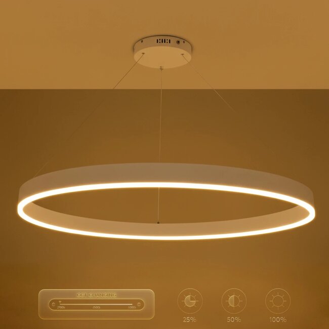 kelvo® VENOM KLV-101-0194 Κρεμαστό Φωτιστικό Οροφής LED 75W 7500lm 120° AC 220-240V IP20 Ρυθμιζόμενο Λευκό CCT με Χειριστήριο από 2700K έως 6000K Dimmable - Lumileds SMD Chip - Λευκό Ματ - Μ100 x Π100 x Υ6.5cm - 3 Χρόνια Εγγύηση - 11