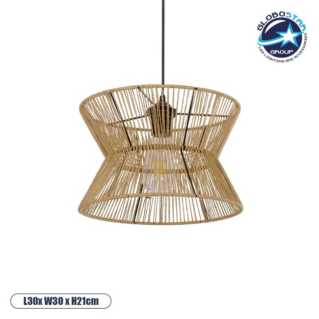 UPCONE 205-0055 Boho Κρεμαστό Φωτιστικό Οροφής με Ντουί 1 x E27 AC 220-240V IP20 - Μπεζ - M30 x Π30 x 21cm UPCONE 205-0055 Boho Κρεμαστό Φωτιστικό Οροφής με Ντουί 1 x E27 AC 220-240V IP20 - Μπεζ - M30 x Π30 x 21cm