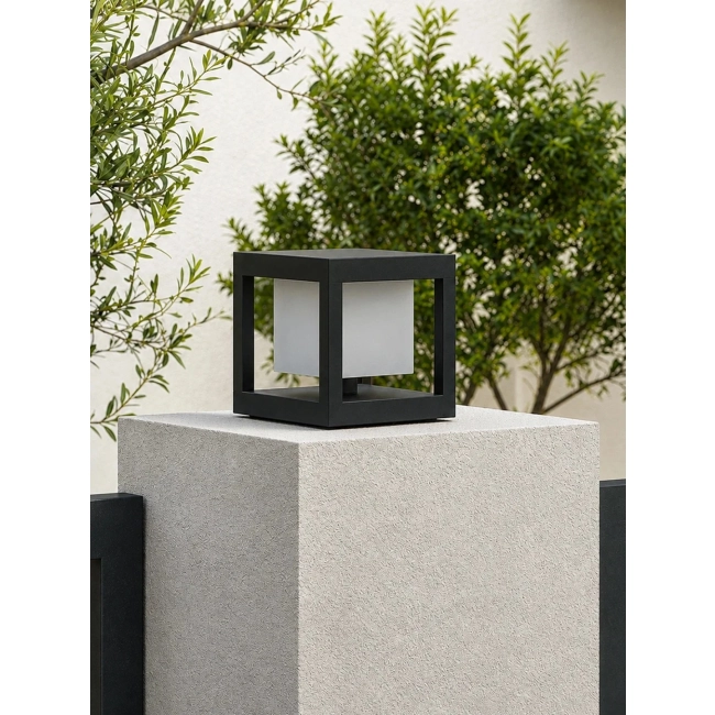 PRISM GLB-103-0017 Φωτιστικό Κολωνάκι Κήπου LED 10W 900lm 90° AC 220-240V Αδιάβροχο IP65 Θερμό Λευκό 2700K - Sanan SMD Chip - Μαύρο Ματ - Μ15 x Π15 x Υ16cm - 3 Χρόνια Εγγύηση - 2
