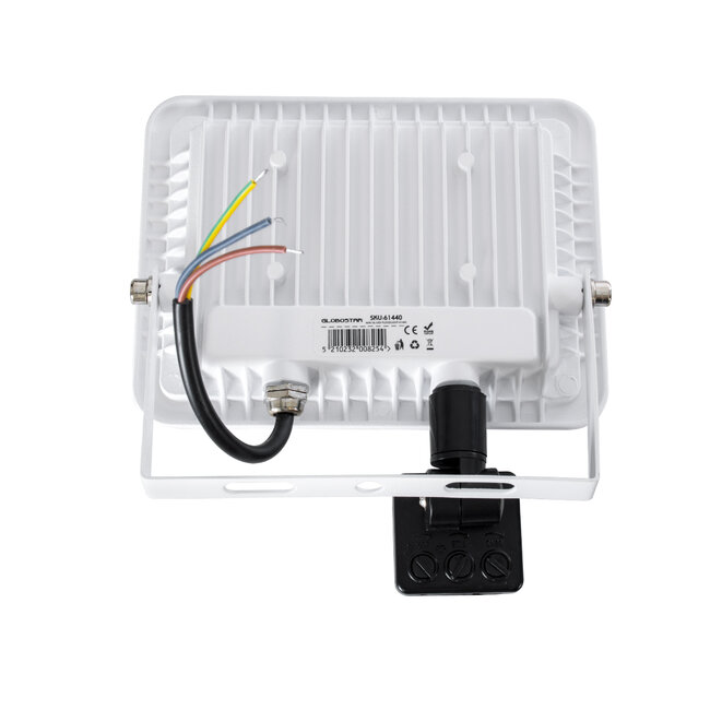 AURORA 61440 Επαγγελματικός Προβολέας LED 30W 3750lm 120° AC 220-240V με Ενσωματωμένο Ρυθμιζόμενο Αισθητήρα Κίνησης PIR - Αδιάβροχος IP67 - Μ16 x Π5 x Υ17.5cm - Λευκό - Ψυχρό Λευκό 6000K - LUMILEDS Chips - TÜV Rheinland Certified - 3 Years Warranty - 5