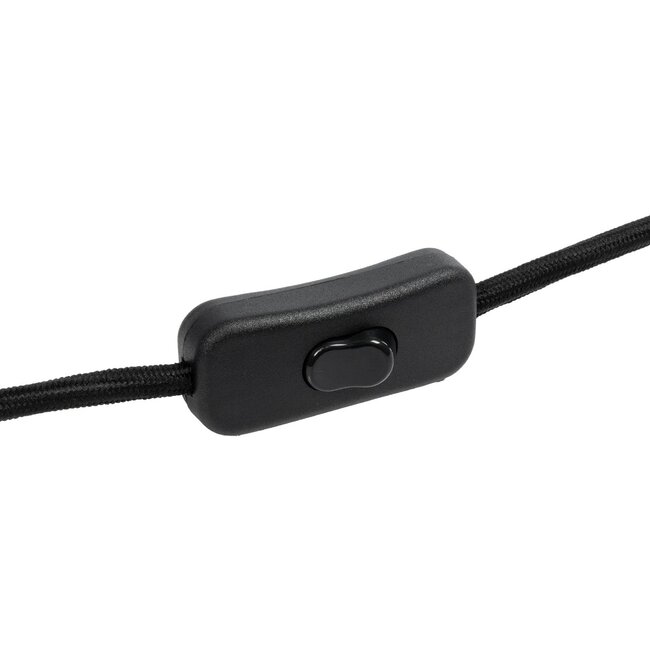 WHIP 77665 Μοντέρνο DIY Φωτιστικό με Υφασμάτινο Καλώδιο, Ντουί 1 x E27, Διακόπτη On/Off & Πρίζα AC 220-240V IP20 - Μαύρο & Ροζ Χρυσό - Μ140 x Π4 x Υ4cm - 3