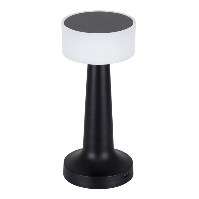 NANNA 76472 Μοντέρνο Επιτραπέζιο Φωτιστικό Πορτατίφ LED 1.5W 105lm 120° DC 5V Επαναφορτιζόμενο με Μπαταρία Li-ion 1800mAh - Διακόπτη Αφής με 3 Εναλλαγές Φωτισμού CCT Θερμό - Φυσικό - Ψυχρό 1500K - 4500K - 6000K Dimmable - D9 x 21cm - Μαύρο