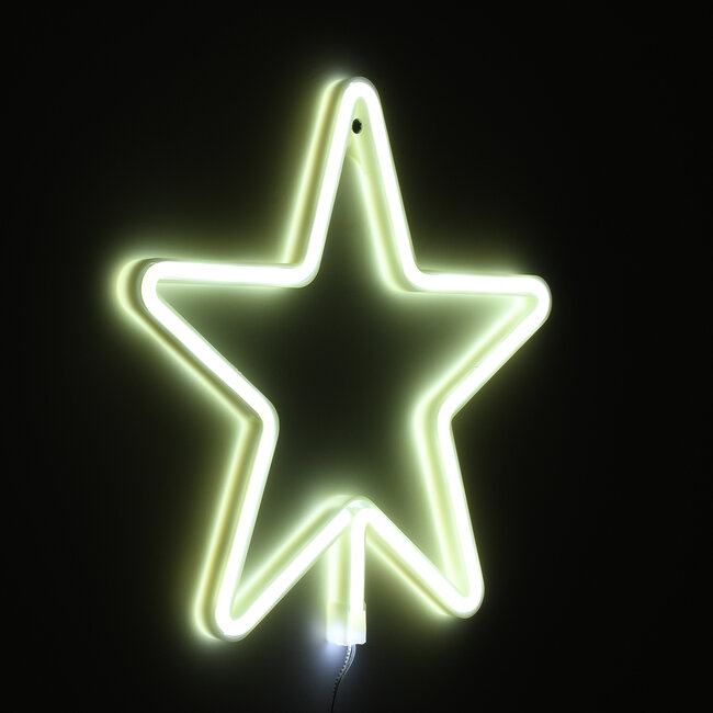 78584 Φωτιστικό Ταμπέλα Φωτεινή Επιγραφή NEON LED Σήμανσης STAR 5W με Καλώδιο Τροφοδοσίας USB - Μπαταρίας 3xAAA (Δεν Περιλαμβάνονται) - Ψυχρό Λευκό 6000K - 6