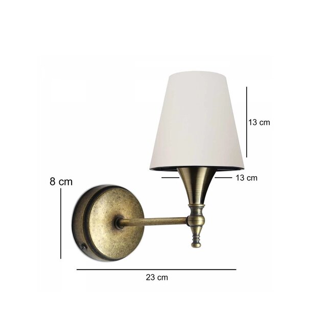 SUSE 204-0191 Μοντέρνο Φωτιστικό Τοίχου Απλίκα Μονόφωτο 1 x E27 AC 220-240V IP20 Μπεζ & Μπρούτζινο - Μ23 x Π13 x Υ21cm