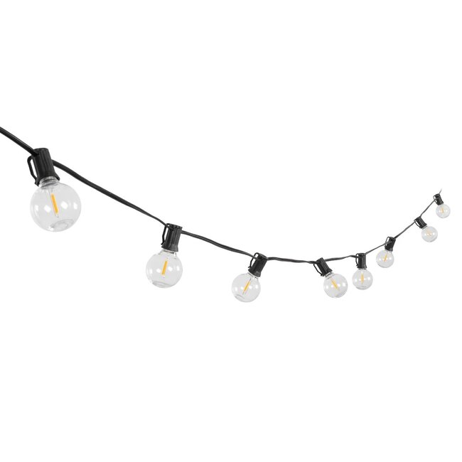 TWILIGHT 79669 Μοντέρνο Φωτιστικό Κήπου Γιρλάντα 14.5m με 50 Λάμπες LED 30W 2700lm 360° DC 3.7V με Ενσωματωμένο Φωτοβολταϊκό Panel 5.5V 5W & Επαναφορτιζόμενη Μπαταρία Li-ion 3.7V 3x18650 6600mAh Αδιάβροχο IP65 Θερμό Λευκό 2700Κ Dimmable - Sanan SMD Chip - Μαύρο & Διάφανο - Μ1450 x Π4 x Υ7