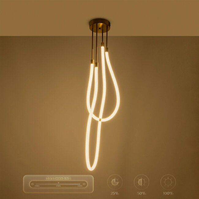 kelvo® GLOW KLV-101-0153 Φωτιστικό Οροφής LED 42W 4200lm 360° AC 220-240V IP20 Ρυθμιζόμενο Λευκό CCT με Χειριστήριο από 2700K έως 6000K Dimmable - Lumileds SMD Chip - Χρυσό Πλατίνα - Μ50 x Π50 x Υ70cm - 3 Χρόνια Εγγύηση - 16