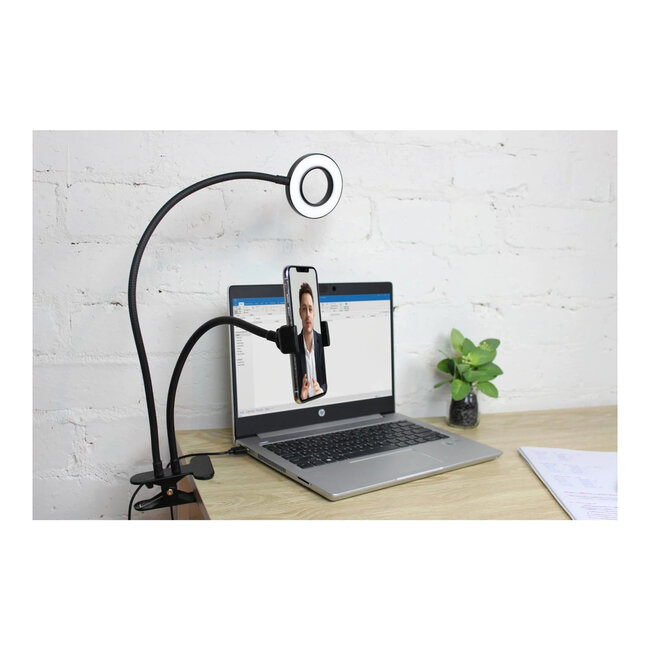 75809 Professional Digital Ring Light Φ9cm LED SMD 10W 1000lm 180° DC 5V με Καλώδιο Τροφοδοσίας USB - Ενσωματωμένο Χειριστήριο Εναλλαγής Χρωμάτων & 1 Βάση Τηλεφώνου - CCT Θερμό Λευκό 3000K - Φυσικό Λευκό 4500K - Ψυχρό Λευκό 6000K Dimmable - 5