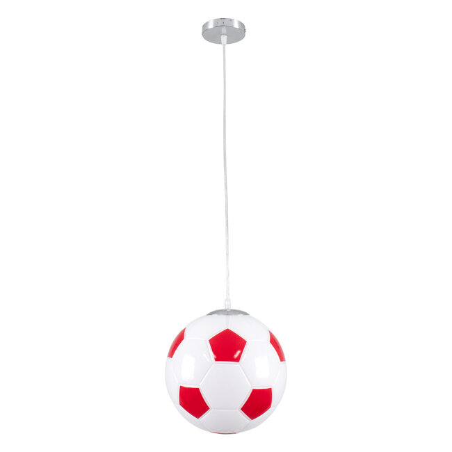 FOOTBALL 00646 Μοντέρνο Κρεμαστό Παιδικό Φωτιστικό Οροφής Μονόφωτο Κόκκινο Λευκό Γυάλινο Φ25 x Υ25cm - 3
