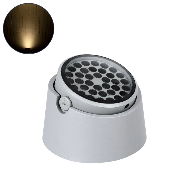 FLOODRANA 90491 Κινούμενος Προβολέας Σποτ Wall Washer LED 60W 5400lm 5° DC 24V Αδιάβροχο IP67 Θερμό Λευκό 2700K Dimmable - Bridgelux SMD Chip - Γκρι - Μ30 x Π30 x Υ21cm - 3 Χρόνια Εγγύηση - 8