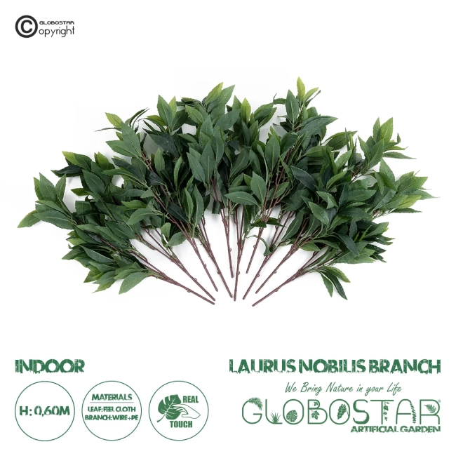 Artificial Garden LAURUS NOBILIS BRANCH 20225 10 x Τεχνητά Διακοσμητικά Κλαδία Δάφνης Π45 x Υ60cm