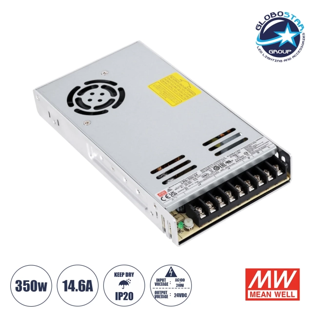 MEANWELL-LRS350-24 61531 Τροφοδοτικό/Μετασχηματιστής Class II PELV 350W 14.6A DC 24V IP20 - AC 220-240V σε DC 24V / Ρυθμιζόμενo από DC 21.6V έως DC 28.8V - Μ21.5 x Π11.5 x Υ3cm - 3 Χρόνια Εγγύηση MEANWELL-LRS350-24 61531 Τροφοδοτικό/Μετασχηματιστής Class II PELV 350W 14.6A DC 24V IP20 - AC 220-240V σε DC 24V / Ρυθμιζόμενo από DC 21.6V έως DC 28.8V - Μ21.5 x Π11.5 x Υ3cm - 3 Χρόνια Εγγύηση