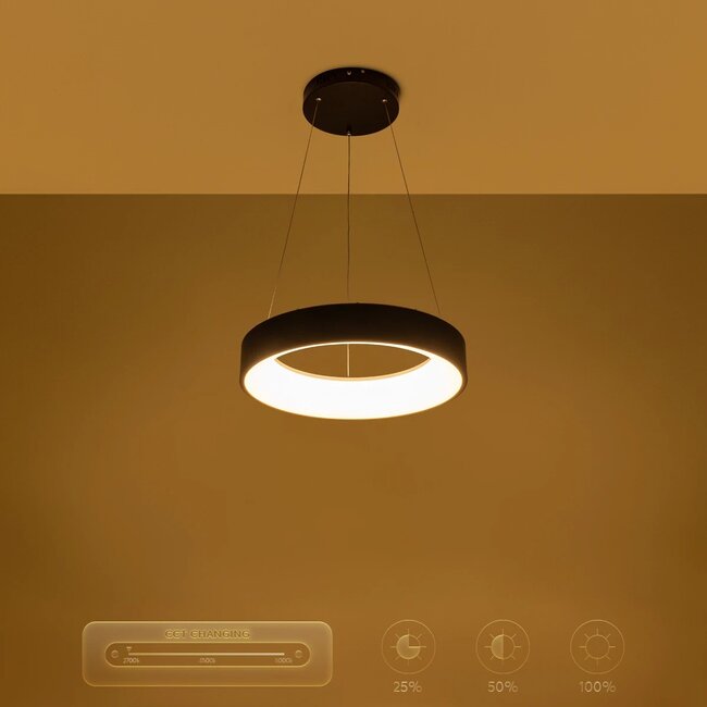 kelvo® SALEM KLV-101-0285 Κρεμαστό Φωτιστικό Οροφής LED 75W 7500lm 120° AC 220-240V IP20 Ρυθμιζόμενο Λευκό CCT με Χειριστήριο από 2700K έως 6000K Dimmable - Lumileds SMD Chip - Μαύρο Ματ - Μ45 x Π45 x Υ6cm - 3 Χρόνια Εγγύηση - 11