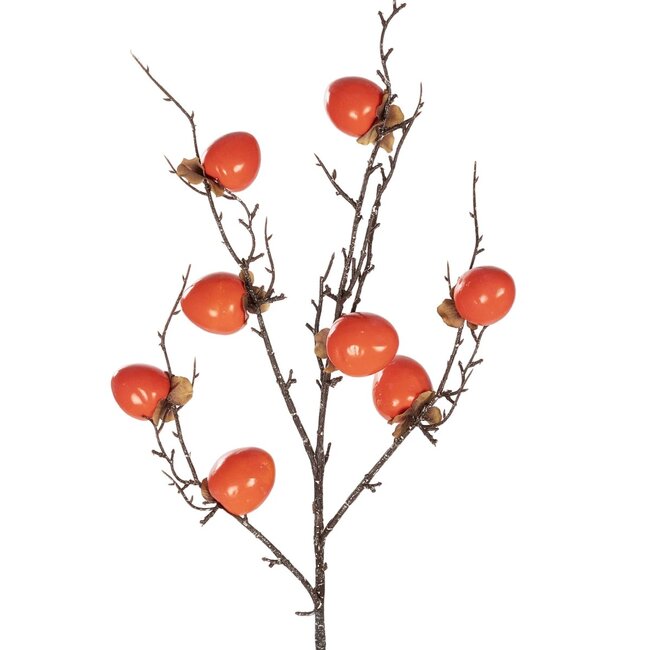 Artificial Garden ORANGE PERSIMMON FRUIT BRANCH 21438 Τεχνητό Διακοσμητικό Πορτοκαλί Κλαδί Λωτός Y83cm
