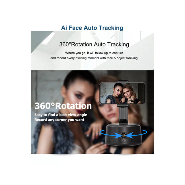 86005 Following Face Auto Tracking Live Steaming Mobile Stand - Βάση Κινητού με Ανιχνευτή Κίνησης & Βάση για Τρίποδο - Μαύρο - 16