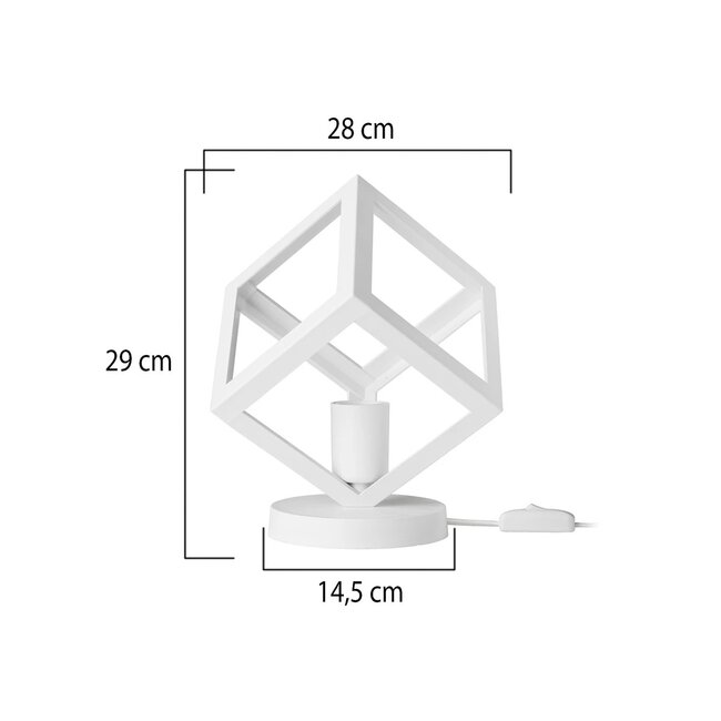 DISE 203-0273 Μοντέρνο Eπιτραπέζιο Φωτιστικό Μονόφωτο 1 x E27 IP20 Λευκό Πλαστικό - Μ18 x Π18 x Υ22cm