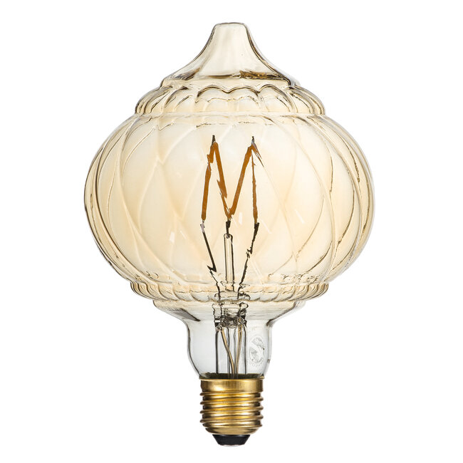 99163 Λάμπα LED Zig Long Filament E27 A120 ACORN Γλόμπος 4W 360lm 360° AC 220-240V IP20 Φ12 x Υ17cm Ultra Θερμό Λευκό 2200K με Μελί Γυαλί - Dimmable - 3 Years Warranty