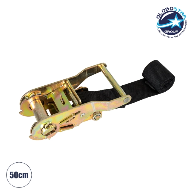  TREEBASE 90477 Ιμάντας με Καστάνια για Τοποθέτηση Φωτιστικών Σποτ σε κορμό Φυτών & Δέντρων - Μαύρο & Χρυσό - Μ50 x Π7.5 x Υ5cm