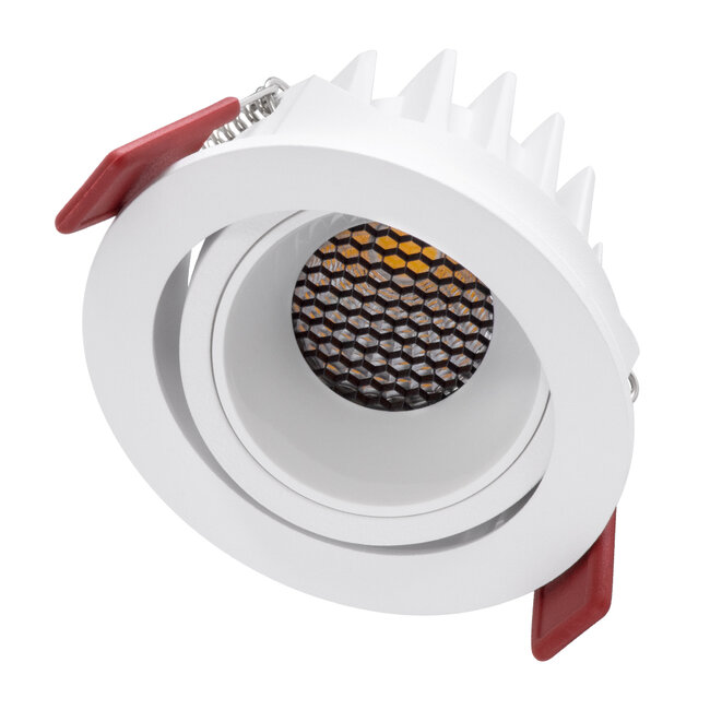 LEO-R 60284 Χωνευτό LED Spot Downlight TrimLess Φ8.5cm 10W 1300lm 38° AC 220-240V IP20 Φ8.5 x Υ6.6cm - Στρόγγυλο - Κινούμενο - Λευκό & Anti-Glare HoneyComb - Φυσικό Λευκό 4500K - Bridgelux COB - 5 Years Warranty - 3