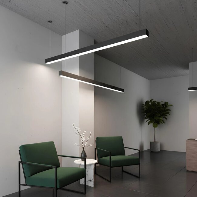 kelvo® ORION KLV-101-0362 Κρεμαστό Γραμμικό Φωτιστικό Οροφής LED 72W 7200lm 120° AC 220-240V IP20 Ρυθμιζόμενο Λευκό CCT με Χειριστήριο από 2700K έως 6000K Dimmable - Lumileds SMD Chip - Μαύρο Ματ - Μ120 x Π5 x Υ7.5cm - 3 Χρόνια Εγγύηση