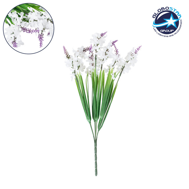 78202 Τεχνητό Φυτό Μπουκέτο Διακοσμητικών Λουλουδιών με 10 Λευκές και Μωβ Λεβάντες M10 x Υ30 x Π10cm