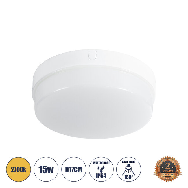 REVANO 61016 LED Πλαφονιέρα Οροφής Στρόγγυλη Φ17 15W 1350lm 180° AC 220-240V Αδιάβροχη IP54 Φ17 x Υ5cm Θερμό Λευκό 2700K - 2 Χρόνια Εγγύηση REVANO 61016 LED Πλαφονιέρα Οροφής Στρόγγυλη Φ17 15W 1350lm 180° AC 220-240V Αδιάβροχη IP54 Φ17 x Υ5cm Θερμό Λευκό 2700K - 2 Χρόνια Εγγύηση
