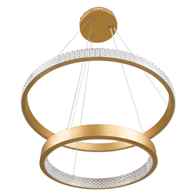 DIAMOND DUO 61151 Κρεμαστό Φωτιστικό Δαχτυλίδι-Κύκλος LED CCT 75W 8743lm 360° AC 220-240V - Εναλλαγή Φωτισμού μέσω Τηλεχειριστηρίου All In One Ψυχρό 6000k+Φυσικό 4500k+Θερμό 2700k Dimmable Φ40+60cm - Χρυσό Βούρτσας - 4
