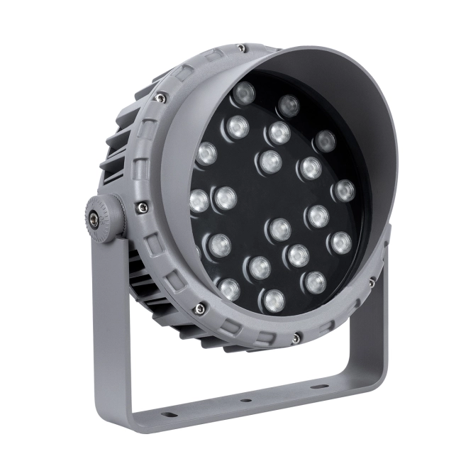 FLOODMENA 90647 Προβολέας Σποτ Wall Washer με Αντιθαμβωτική Γρίλια LED 24W 1920lm 30° DC 24V Αδιάβροχο IP65 Πολύχρωμο RGBW Dimmable DMX512 - Bridgelux SMD Chip - Γκρι Ανθρακί - Μ23 x Π23 x Υ18cm - 3 Χρόνια Εγγύηση