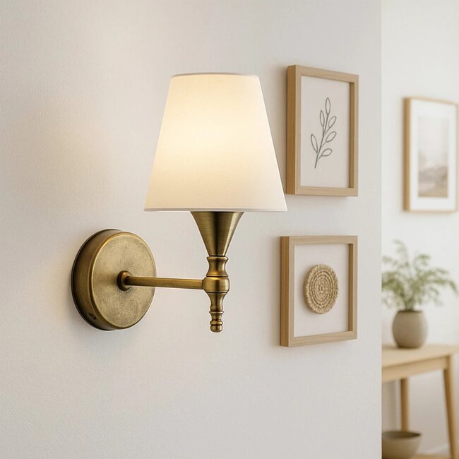 SUSE 204-0191 Μοντέρνο Φωτιστικό Τοίχου Απλίκα Μονόφωτο 1 x E27 AC 220-240V IP20 Μπεζ & Μπρούτζινο - Μ23 x Π13 x Υ21cm - 4