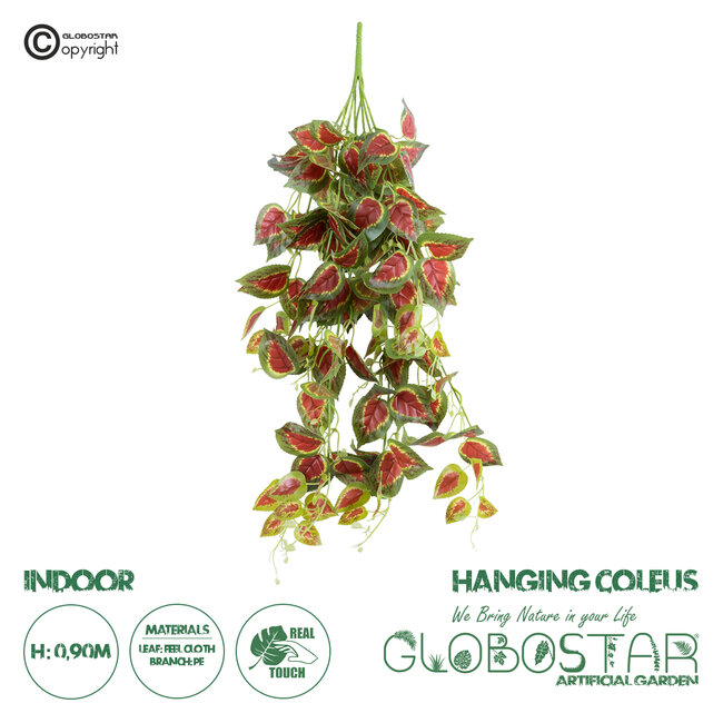 Artificial Garden COLEUS HANGING BRANCH 20255 Τεχνητό Διακοσμητικό Κρεμαστό Φυτό Κολέος Υ90cm