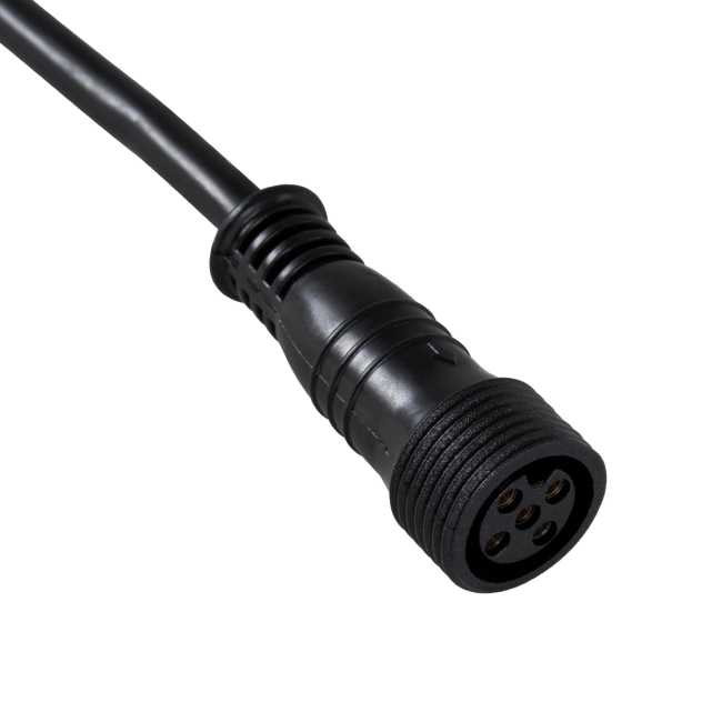 WWCONNECTOR 90706 5 Pin Σύνδεσμος Τροφοδοσίας για Wall Washers & Προβολείς με Είσοδο 5 x 0.25mm2 & Έξοδο 1 x Θηλυκό Βύσμα Αδιάβροχο IP65 - Μαύρο - Μ12.5 x Π1.6 x Υ1.6cm
