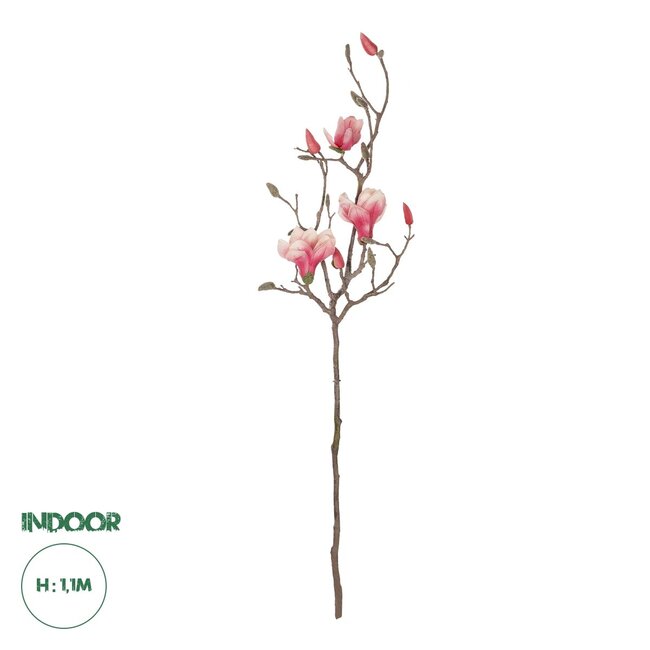 Artificial Garden WHITE - PINK MAGNOLIA 21416 Τεχνητό Διακοσμητικό Κλαδί Ροζ Μανόλια Μ30 x Π13 x Υ110cm