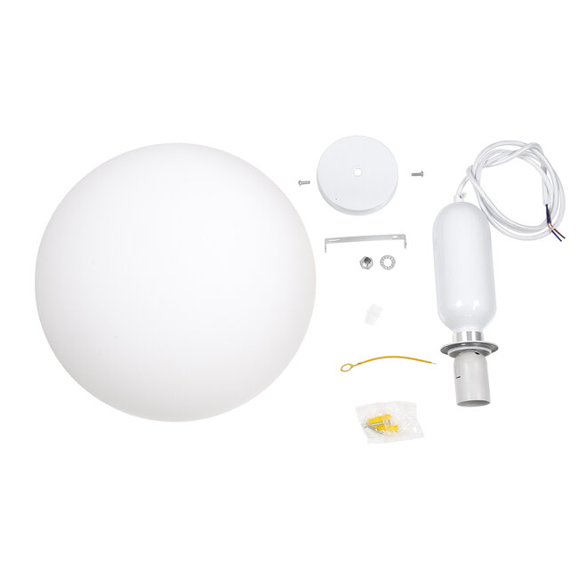 MAVERICK 00941 Μοντέρνο Κρεμαστό Φωτιστικό Οροφής Μονόφωτο Λευκό Μεταλλικό Γυάλινο Μπάλα Φ30 x Υ48cm - 8