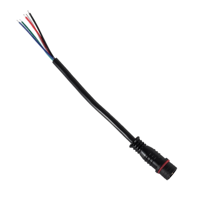 WWCONNECTOR 90705 5 Pin Σύνδεσμος Τροφοδοσίας για Wall Washers & Προβολείς με Είσοδο 5 x 0.25mm2 & Έξοδο 1 x Αρσενικό Βύσμα Αδιάβροχο IP65 - Μαύρο - Μ12.5 x Π1.6 x Υ1.6cm