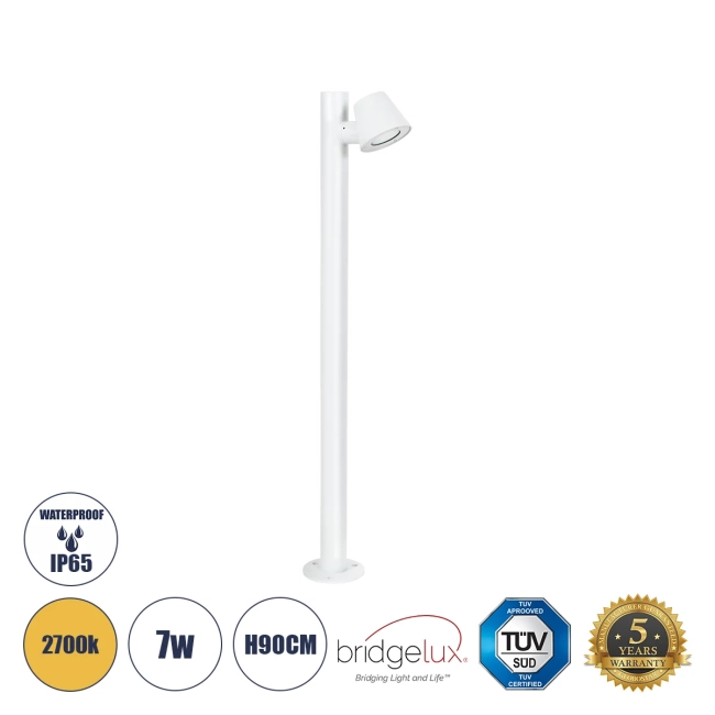 GARDENIA 60506 Φωτιστικό Κήπου - Κολωνάκι Αρχιτεκτονικού Φωτισμού Εξωτερικού Χώρου LED 7W 700lm 60° AC220-240V Αδιάβροχο IP65 - Σώμα Αλουμινίου & Tempered Glass - Μ12 x Π18 x Υ90cm - Θερμό Λευκό 2700K - Λευκό - Bridgelux Chip - 5 Years Warranty GARDENIA 60506 Φωτιστικό Κήπου - Κολωνάκι Αρχιτεκτονικού Φωτισμού Εξωτερικού Χώρου LED 7W 700lm 60° AC220-240V Αδιάβροχο IP65 - Σώμα Αλουμινίου & Tempered Glass - Μ12 x Π18 x Υ90cm - Θερμό Λευκό 2700K - Λευκό - Bridgelux Chip - 5 Years Warranty