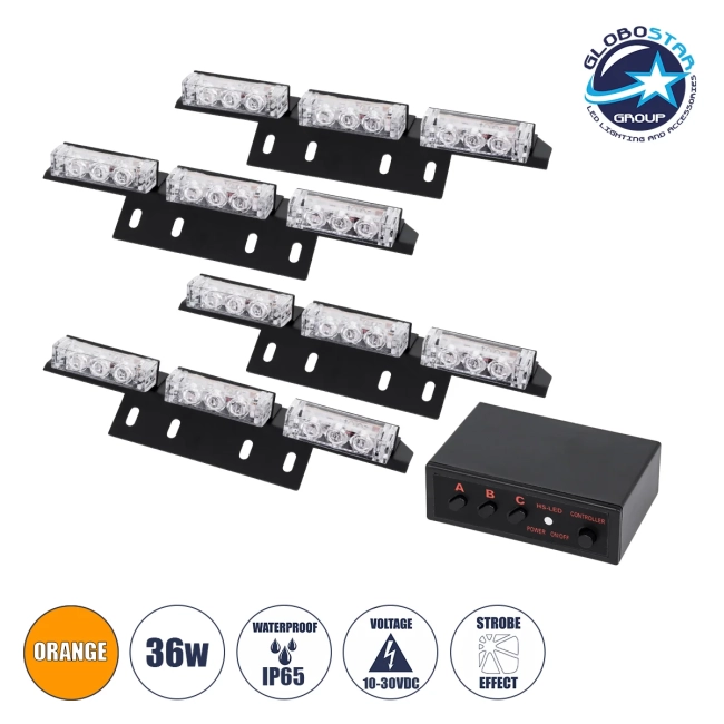 85015 PRO Series ΣΕΤ 4 x Μπάρες Σήμανσης Οχήματος Οδικής Βοήθειας για Αυτοκίνητα & Φορτηγά 3 Προγραμμάτων Φωτισμού STROBE LED HIGH POWER 36W DC 10-30V Αδιάβροχο IP65 Πορτοκαλί Μ18 x Π4.5 x Υ3cm - 2 Χρόνια Εγγύηση 85015 PRO Series ΣΕΤ 4 x Μπάρες Σήμανσης Οχήματος Οδικής Βοήθειας για Αυτοκίνητα & Φορτηγά 3 Προγραμμάτων Φωτισμού STROBE LED HIGH POWER 36W DC 10-30V Αδιάβροχο IP65 Πορτοκαλί Μ18 x Π4.5 x Υ3cm - 2 Χρόνια Εγγύηση