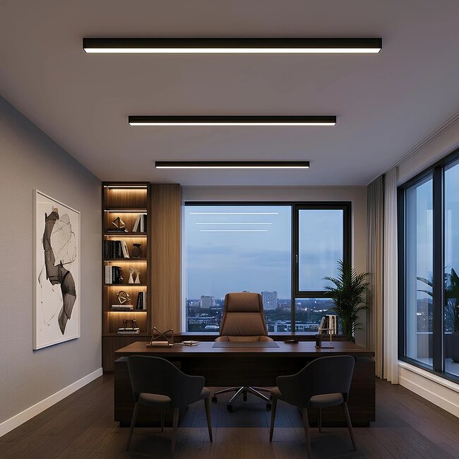 kelvo® ORION KLV-101-0362-V2 Γραμμικό Φωτιστικό Οροφής LED 72W 7200lm 120° AC 220-240V IP20 Ρυθμιζόμενο Λευκό CCT με Χειριστήριο από 2700K έως 6000K Dimmable - Lumileds SMD Chip - Μαύρο Ματ - Μ120 x Π5 x Υ7.5cm - 3 Χρόνια Εγγύηση