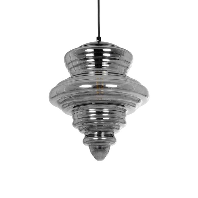 CORTE 206-0028 Μοντέρνο Κρεμαστό Φωτιστικό Οροφής με Ντουί 1 x E27 AC 220-240V IP20 - Μαύρο Φιμέ - Μ25 x Π25 x Υ30cm - 2