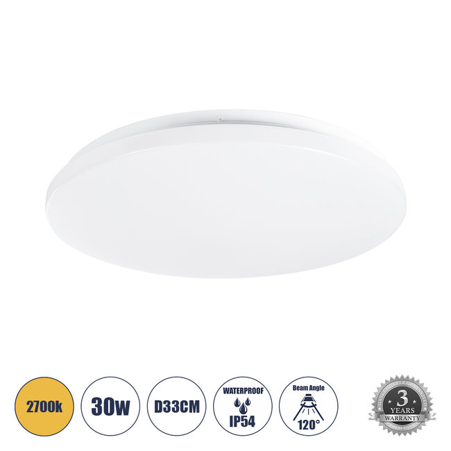 CELANO 61010 LED Πλαφονιέρα Οροφής Στρόγγυλη Φ33 30W 2700lm 120° AC 220-240V Αδιάβροχη IP54 Φ33 x Υ6cm Θερμό Λευκό 2700K - 3 Χρόνια Εγγύηση CELANO 61010 LED Πλαφονιέρα Οροφής Στρόγγυλη Φ33 30W 2700lm 120° AC 220-240V Αδιάβροχη IP54 Φ33 x Υ6cm Θερμό Λευκό 2700K - 3 Χρόνια Εγγύηση
