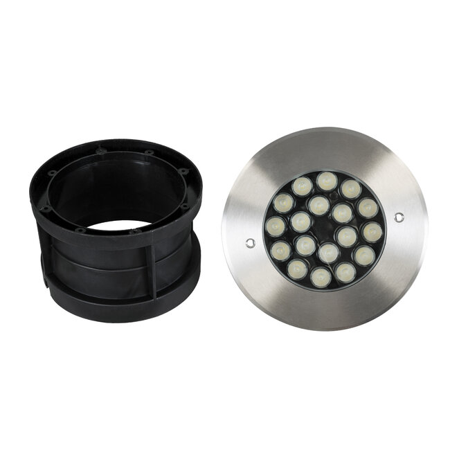 UNDERGROUND-SINA 90573 Χωνευτό Φωτιστικό Σποτ Δαπέδου LED 18W 1530lm 15° DC 24V Αδιάβροχο IP68 Φ20 x Υ11cm RGBW DMX512 - Ανοξείδωτο Ατσάλι - 3 Χρόνια Εγγύηση - 9